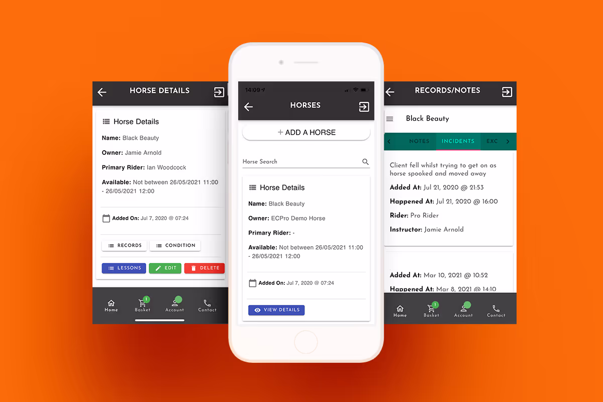 EC Pro horse management screen